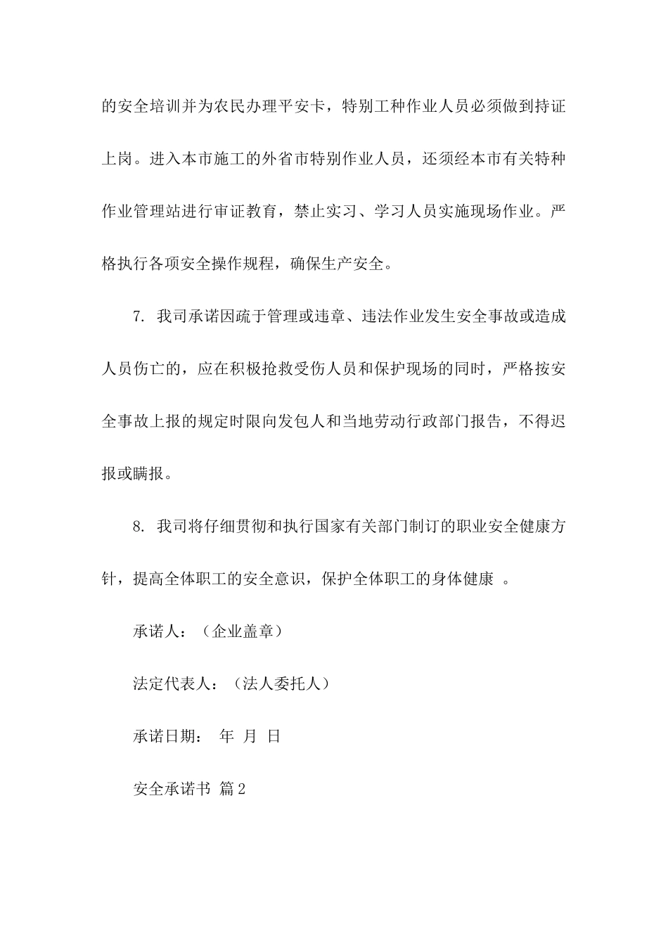 关于安全承诺书模板汇总九篇_第3页