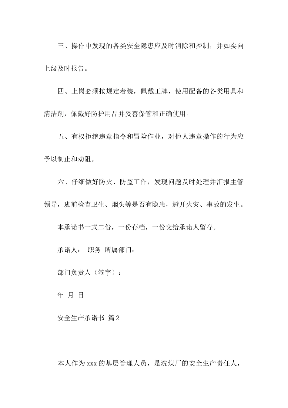 关于安全生产承诺书模板锦集8篇_第2页