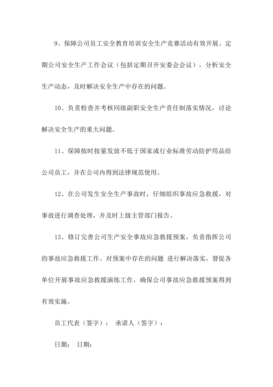 关于安全生产承诺书模板集锦5篇_第3页