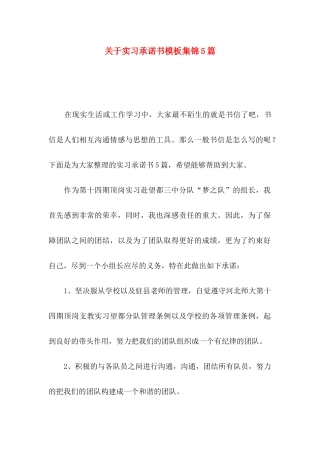 关于实习承诺书模板集锦5篇