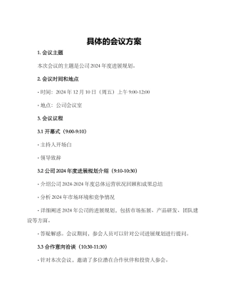 具体的会议方案