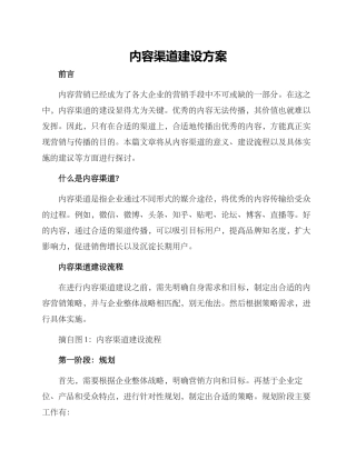 内容渠道建设方案