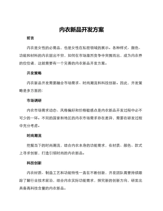 内衣新品开发方案