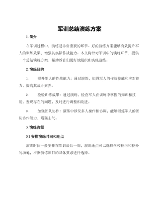 军训总结演练方案