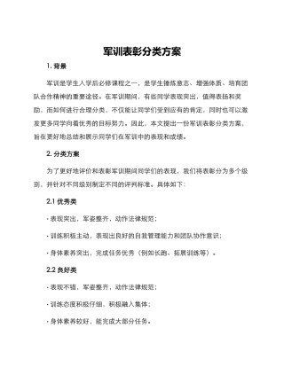 军训表彰分类方案