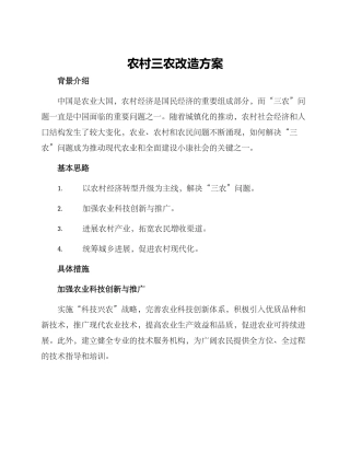 农村三农改造方案