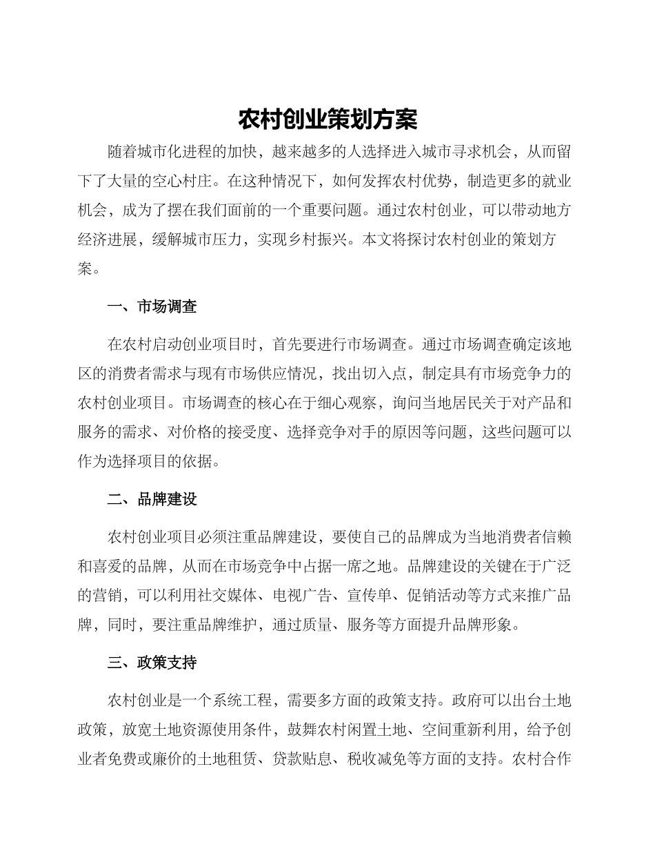 农村创业策划方案_第1页