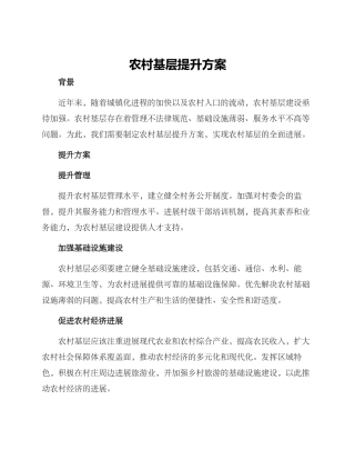 农村基层提升方案