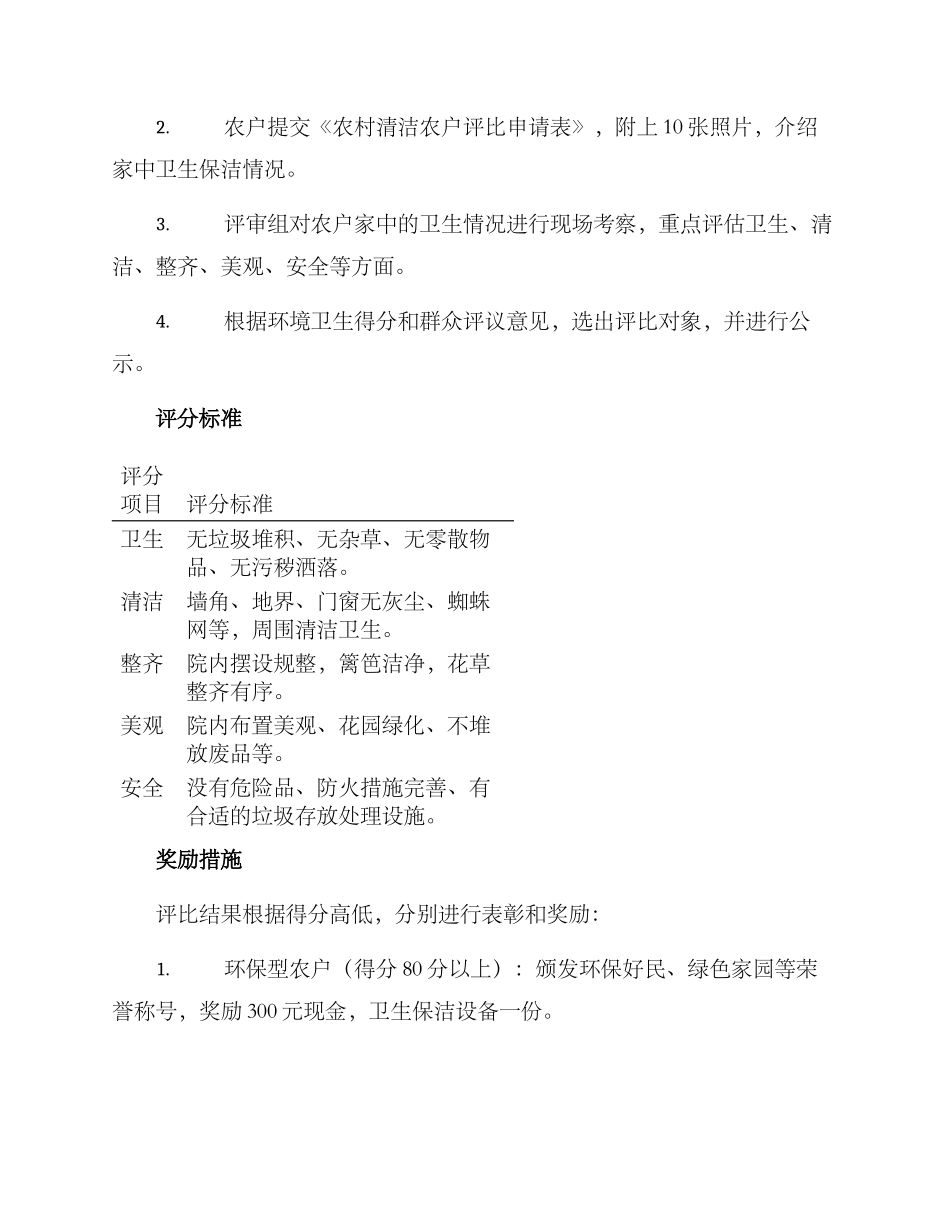 农村清洁农户评比方案_第2页