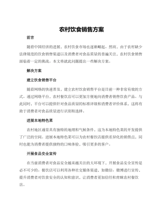 农村饮食销售方案