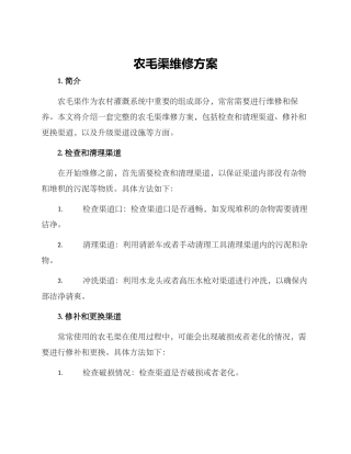 农毛渠维修方案