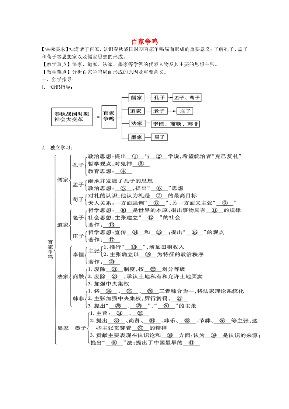 《百家争鸣》教案（1）_第1页