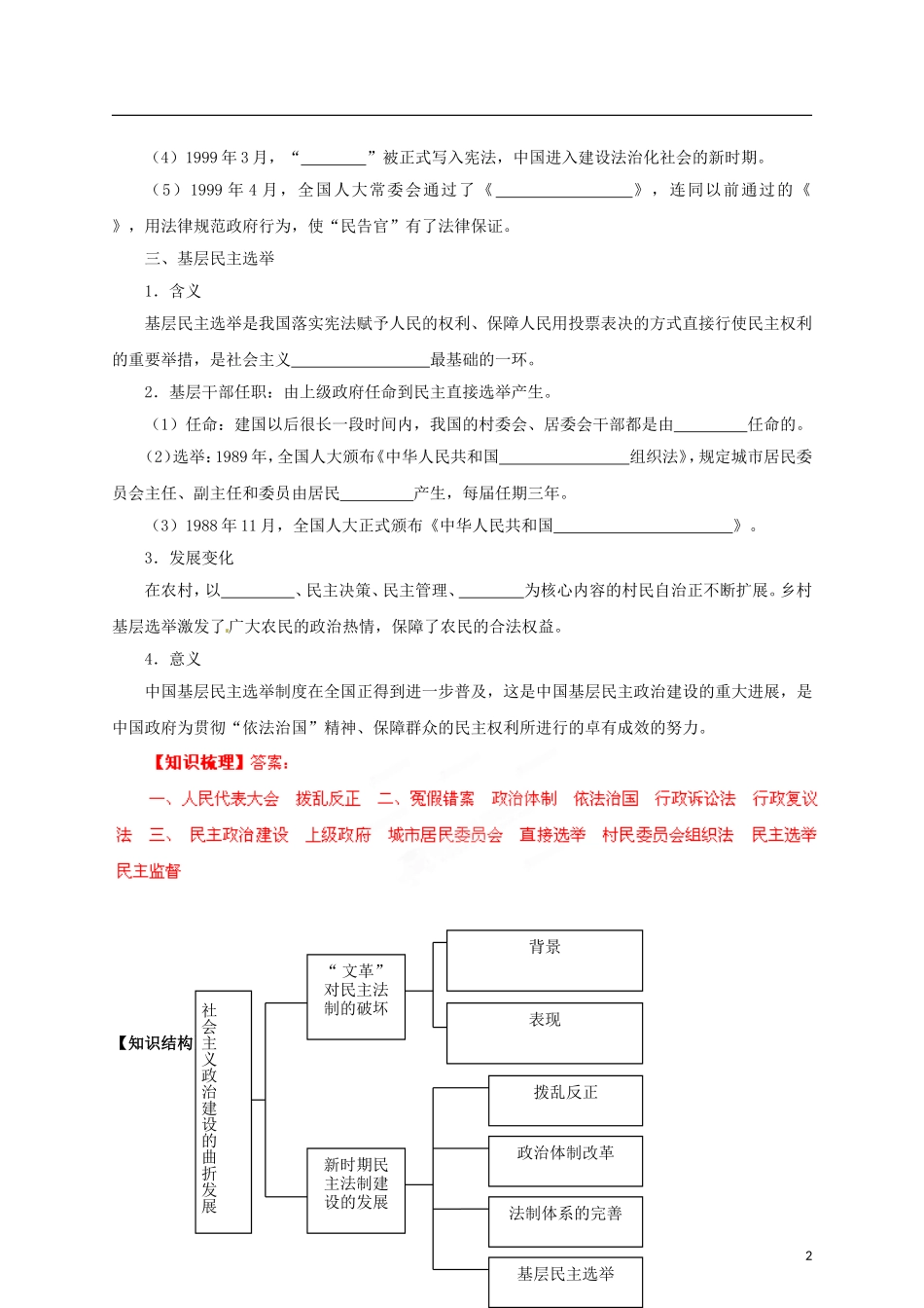 【冲击波系列】高考历史一轮复习 6.2 社会主义政治建设的曲折发展精品学案（教师版）岳麓版必修1（课标地区适用）_第2页