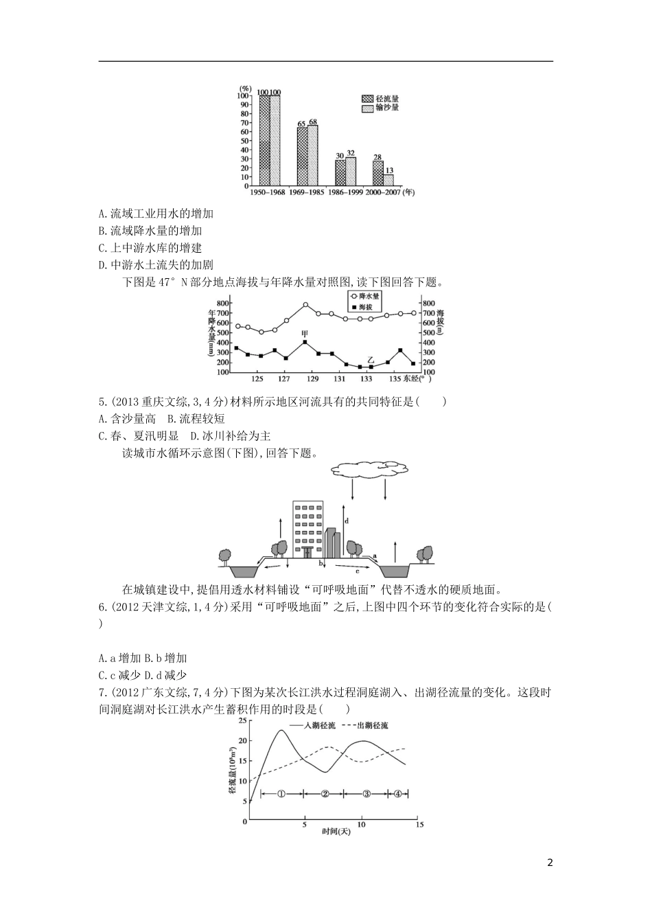 【3年高考2年模拟】（浙江专用）2015版高考地理大一轮复习讲义 第四单元 地球上的水_第2页