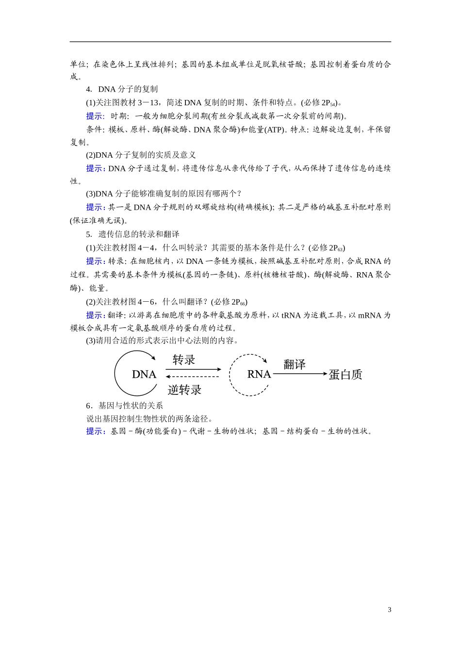 【360°导学】2014高考生物 考前回归教材（基础图例+关键语句+核心考点）第六部分 DNA的结构和复制、基因的表达_第3页