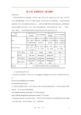 《夺冠之路》江苏省2012高考英语一轮复习 语法部分 第10讲 非谓语动词精品学案 牛津译林版