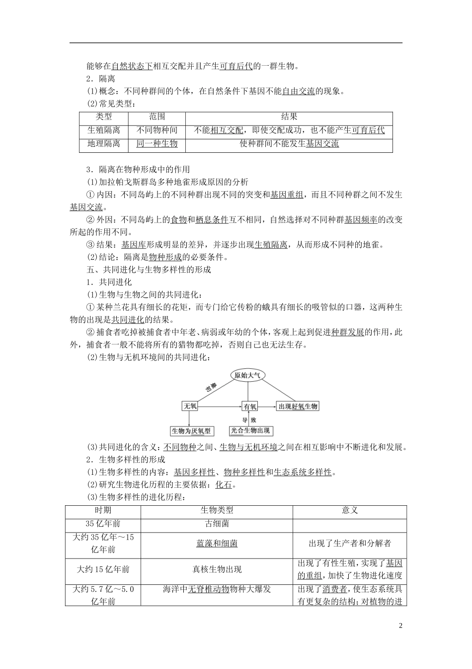 【创新方案】2013-2014学年高中生物 7.2 现代生物进化理论的主要内容导学设计 新人教版必修2_第2页