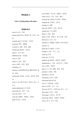 【2010高考英语一轮复习教案】牛津译林版必修五 Unit 1 Getting along with others