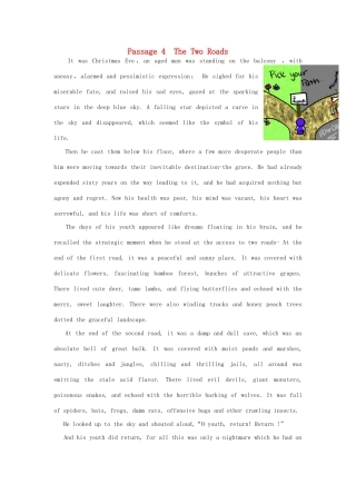 【全程复习方略】2014版高考英语 Passage 4 The Two Roads双语美文集锦素材