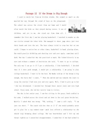 【全程复习方略】2014版高考英语 Passage 12 If the Dream is Big Enough双语美文集锦素材