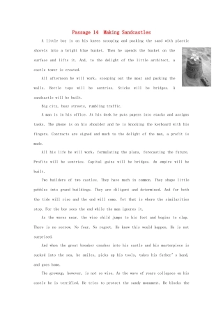 【全程复习方略】2014版高考英语 Passage 14 Making Sandcastles双语美文集锦素材