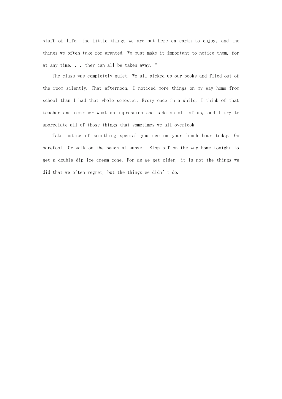 【全程复习方略】2014版高考英语 Passage 32 IF You Have Your Life to Live Over Again双语美文集锦素材_第3页