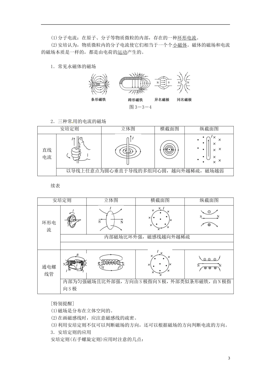 【三维设计】2013-2014学年高中物理 第三章第3节 几种常见的磁场同步导学案（含解析）新人教版选修3-1_第3页