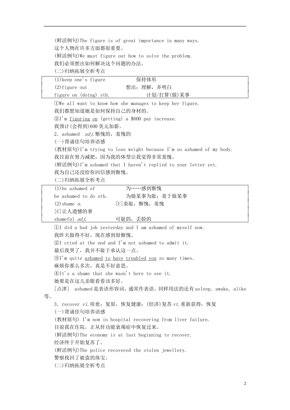 【三维设计】2013-2014学年高中英语 （记忆掌握+理解拓展+应用落实）SectionⅡ Welcome to the unit & Reading  Language points教学案 译林牛津版必修1_第2页