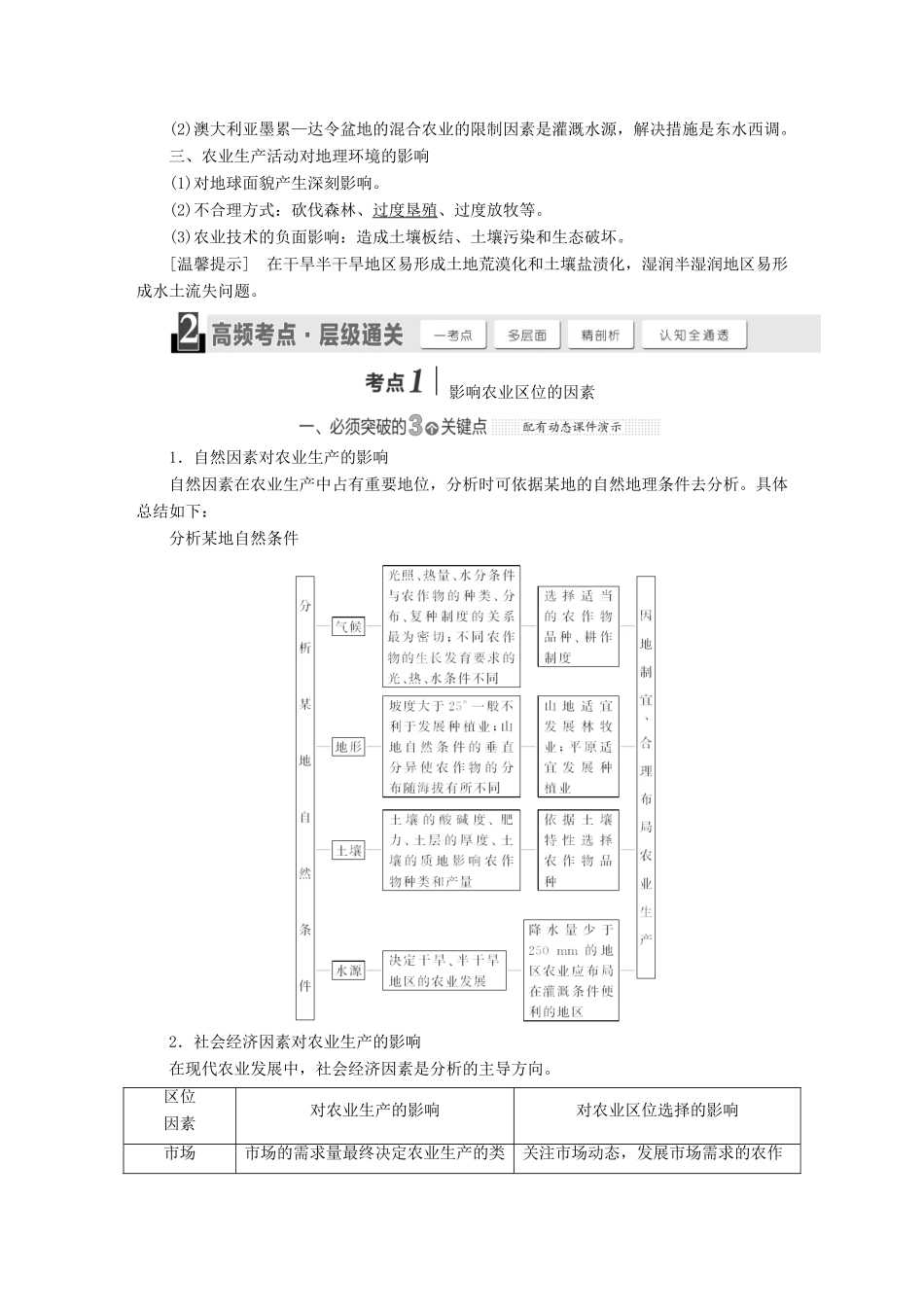 【三维设计】（山东专用）2015高考地理 第七章 生产活动与地域联系教案_第2页
