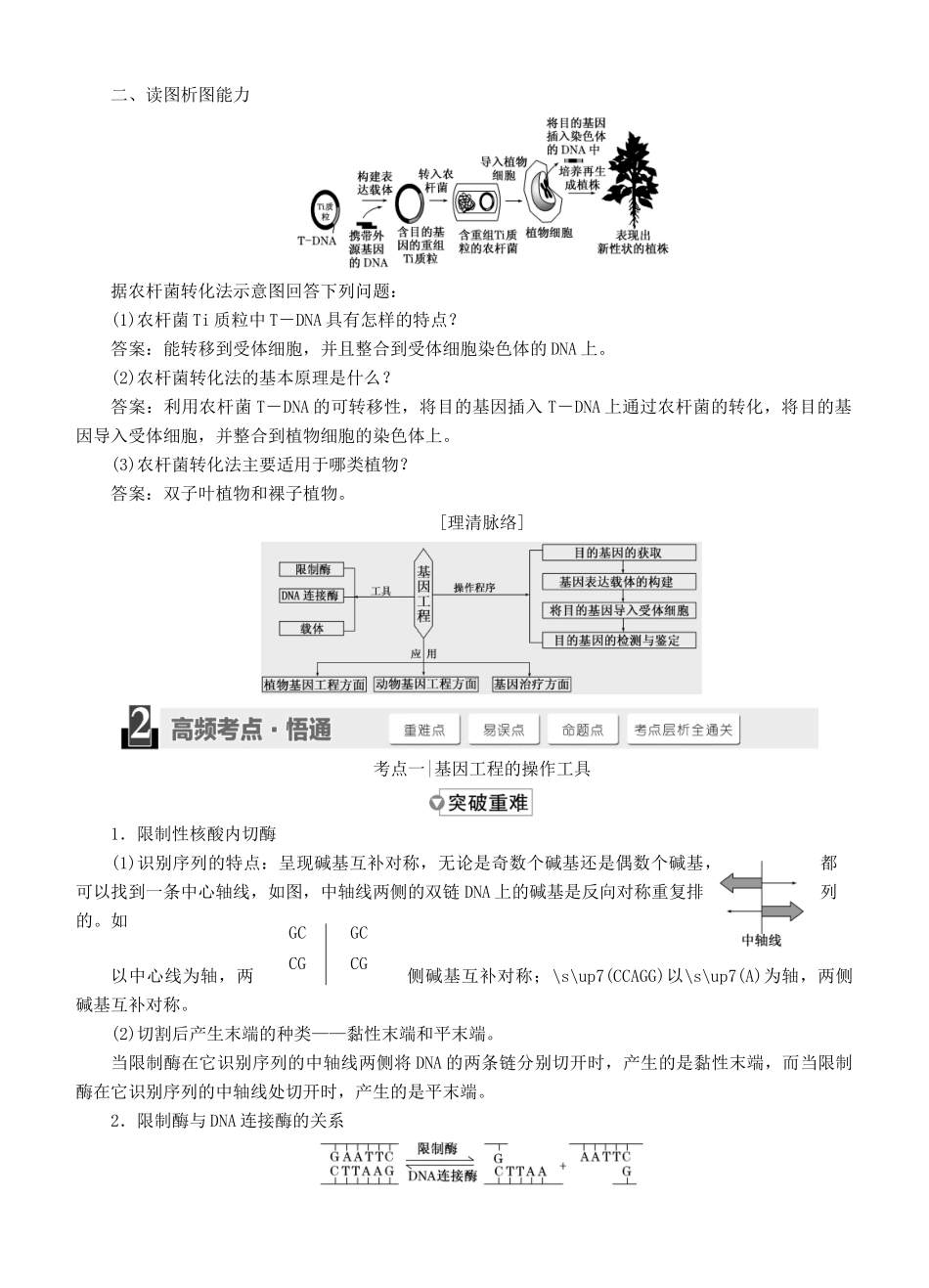 【三维设计】2015届高考生物一轮精品讲义 3.3 基因工程及其应用 新人教版必修2_第2页