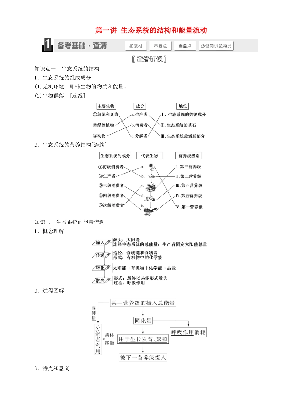 【三维设计】2015届高考生物一轮精品讲义 4.1 生态系统的结构和能量流动 新人教版必修3_第1页