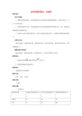 《速度变化快慢的描述——加速度》教案（2）