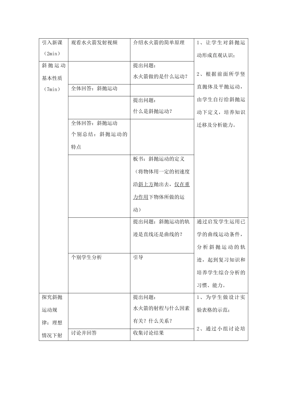 《斜抛运动》教案（2）_第2页