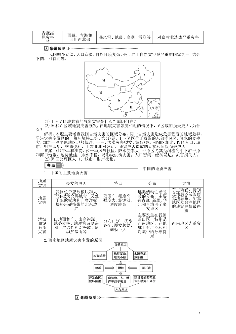 【优化方案】2015届高考地理新一轮复习 第二十章 第45讲 中国的自然灾害教案_第2页