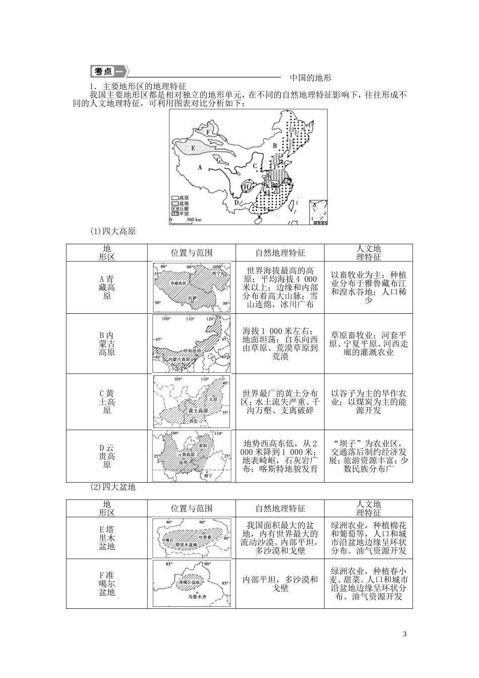 【优化方案】2015届高考地理新一轮复习 第十八章 第38讲 中国自然地理教案_第3页