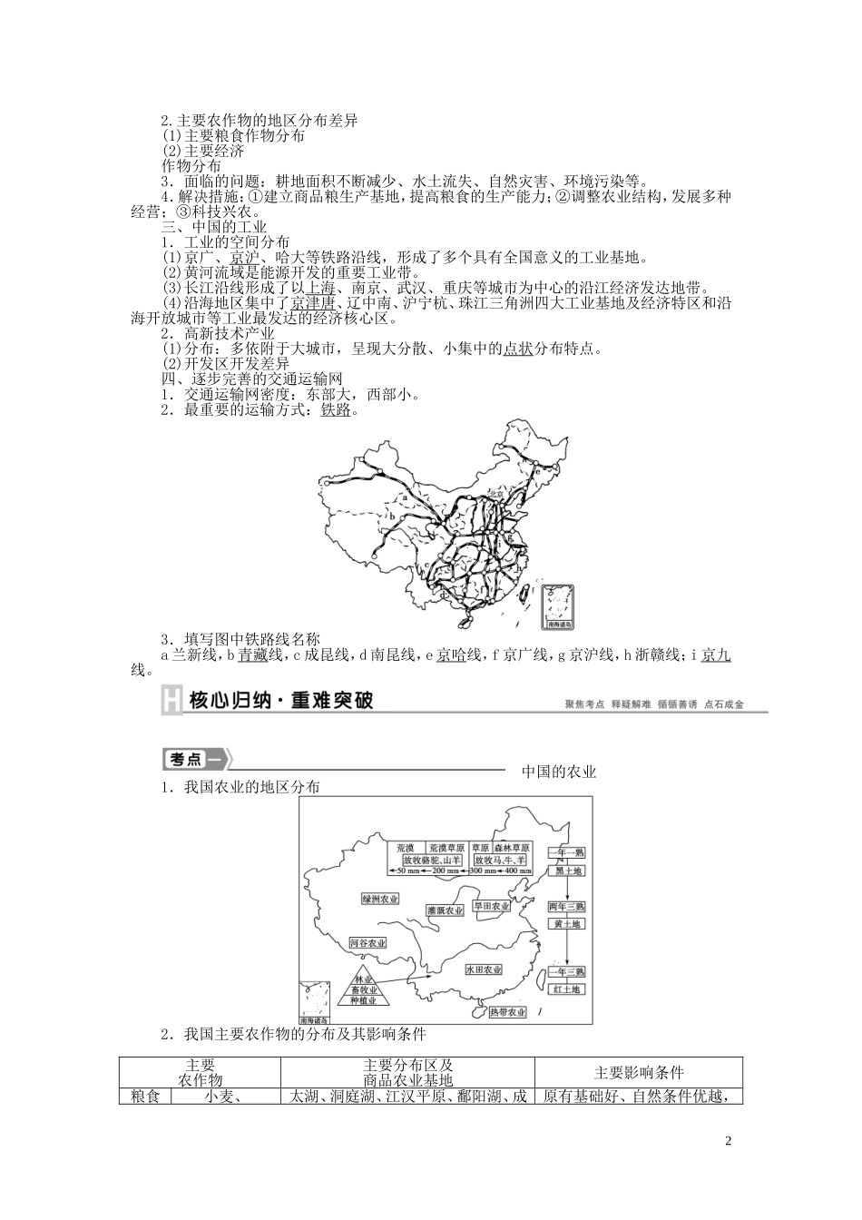 【优化方案】2015届高考地理新一轮复习 第十八章 第39讲 中国人文地理教案_第2页