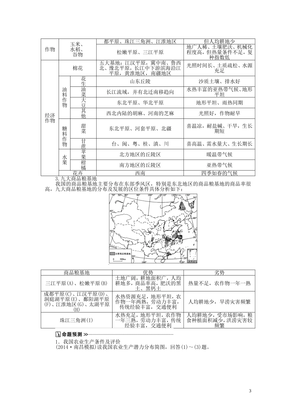 【优化方案】2015届高考地理新一轮复习 第十八章 第39讲 中国人文地理教案_第3页