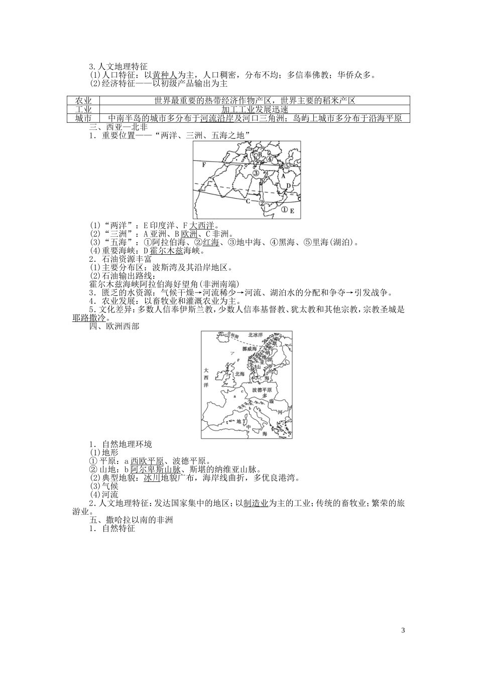 【优化方案】2015届高考地理新一轮复习 第十七章 第36讲 世界主要地区教案_第3页