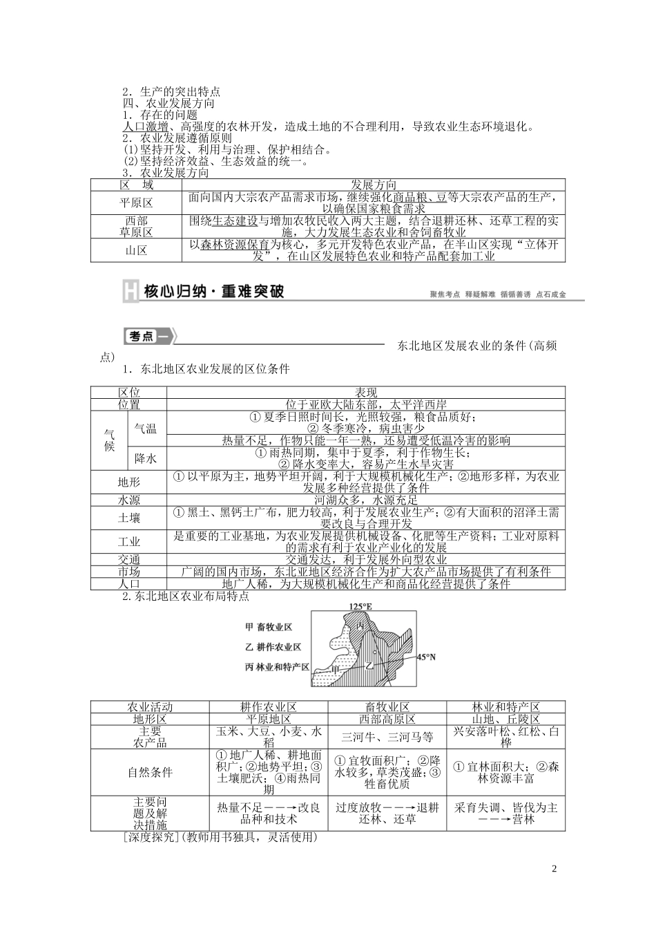 【优化方案】2015届高考地理新一轮复习 第十五章 第31讲 区域农业发展 以我国东北地区为例教案_第2页