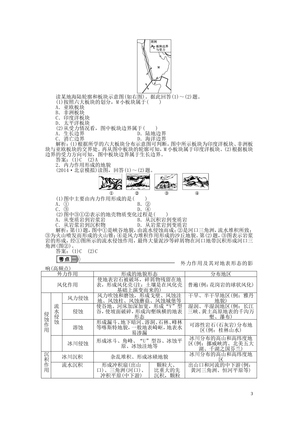 【优化方案】2015届高考地理新一轮复习 第四章 第11讲 营造地表形态的力量教案_第3页