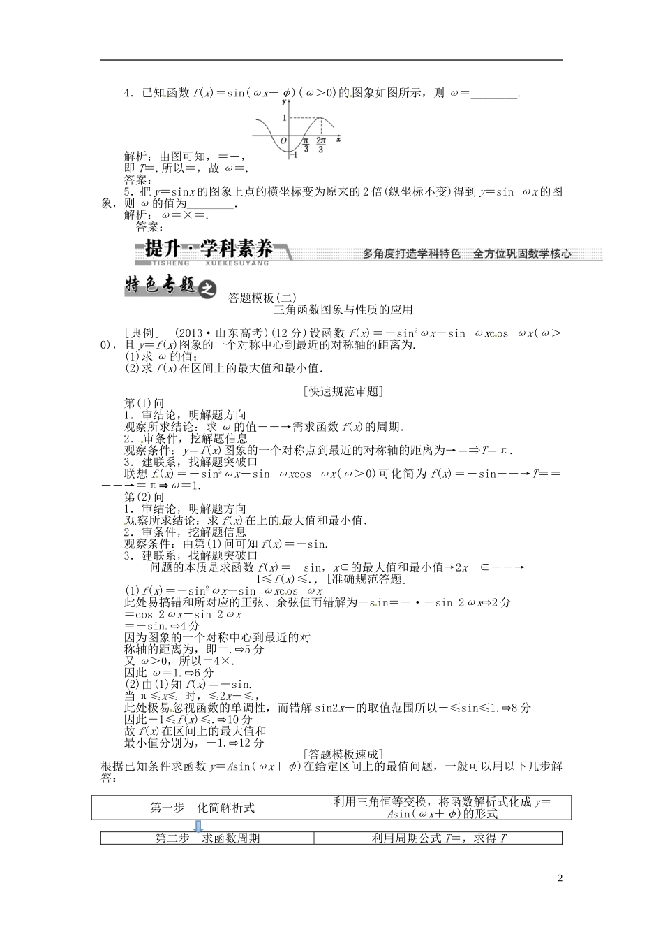 【创新方案】（浙江专版）2015届高考数学一轮复习（回扣主干知识+提升学科素养）第三章 第四节 函数y＝Asin（ωx＋φ）的图象及三角函数模型的简单应用教案 文_第2页