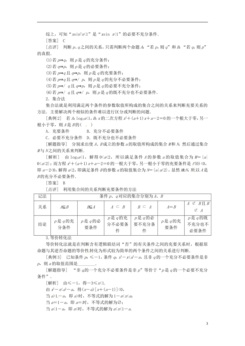 【创新方案】（浙江专版）2015届高考数学一轮复习（回扣主干知识+提升学科素养）第一章 第二节 命题及其关系、充分条件与必要条件教案 文_第3页