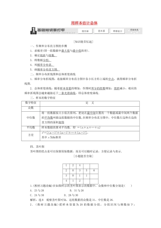 【三维设计】2014届高考数学一轮复习 （基础知识+高频考点+解题训练）用样本估计总体教学案