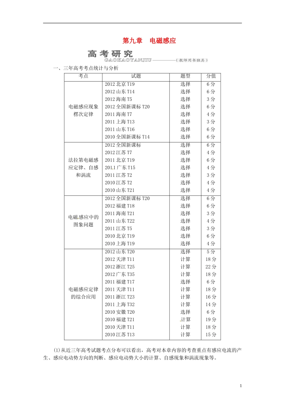 【三维设计】2014届高三物理一轮 （14年预测+目标定位+规律总结） 9.1电磁感应现象 楞次定律教学案 新人教版_第1页