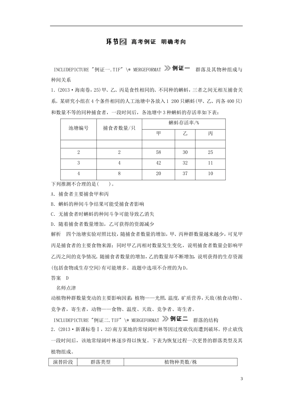 【创新设计】（山东专用）2015年高考生物 第二单元 第2讲 群落的结构和演替教学案 新人教版必修3 _第3页