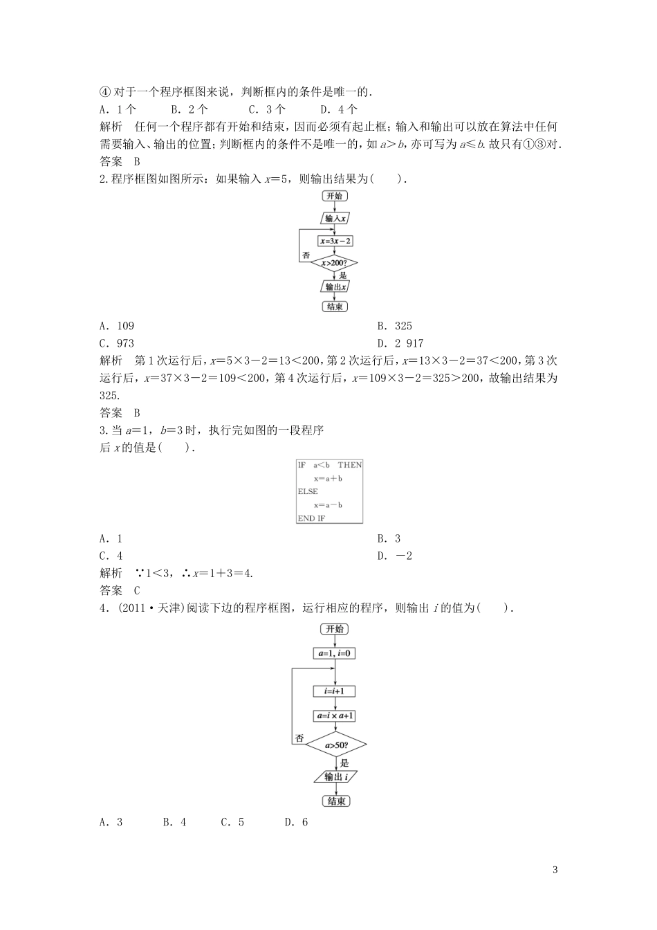 【创新方案】2013年高考数学一轮复习 第十三篇 推理证明、算法、复数 第3讲　程序框图与算法语句教案 理 新人教版_第3页