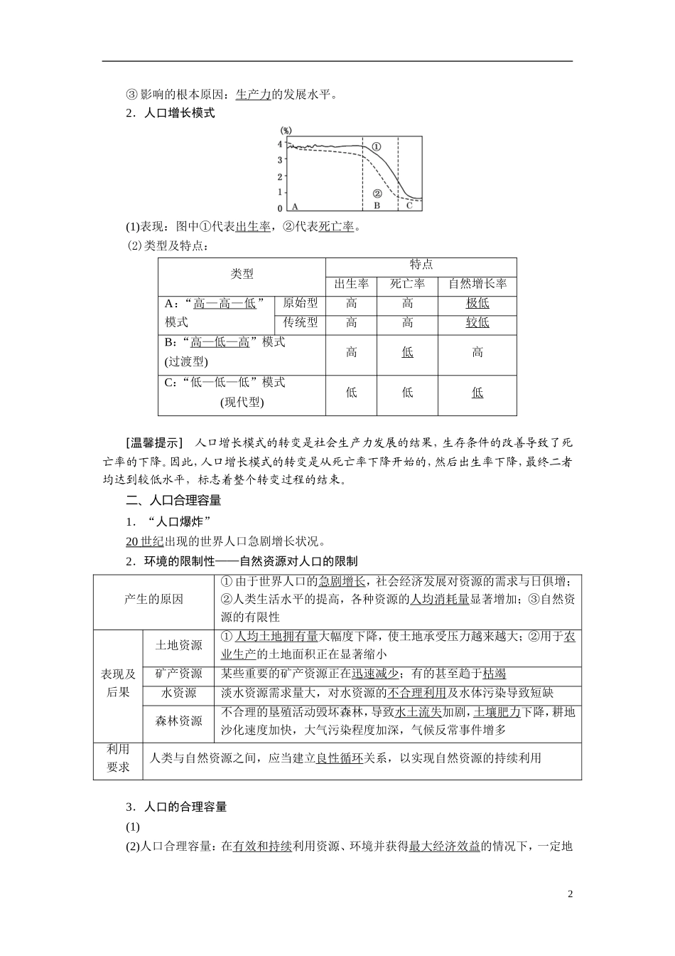 【三维设计】2015届高考地理总复习讲义 第五章 人口与环境 湘教版_第2页