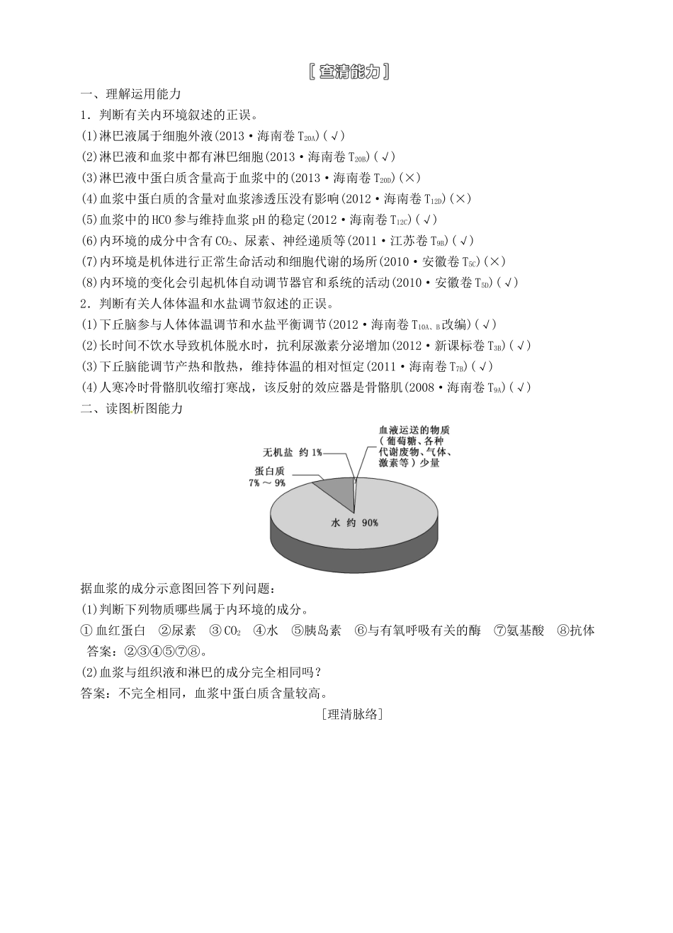 【三维设计】2015届高考生物一轮精品讲义 1.1 人体内环境的稳态与调节 新人教版必修3_第2页