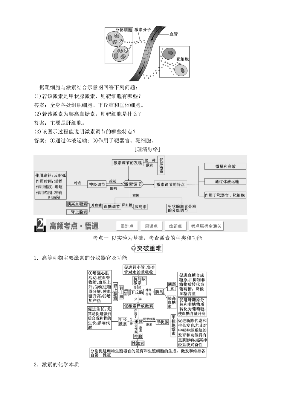 【三维设计】2015届高考生物一轮精品讲义 1.3 激素调节及其与神经调节的关系 新人教版必修3_第3页
