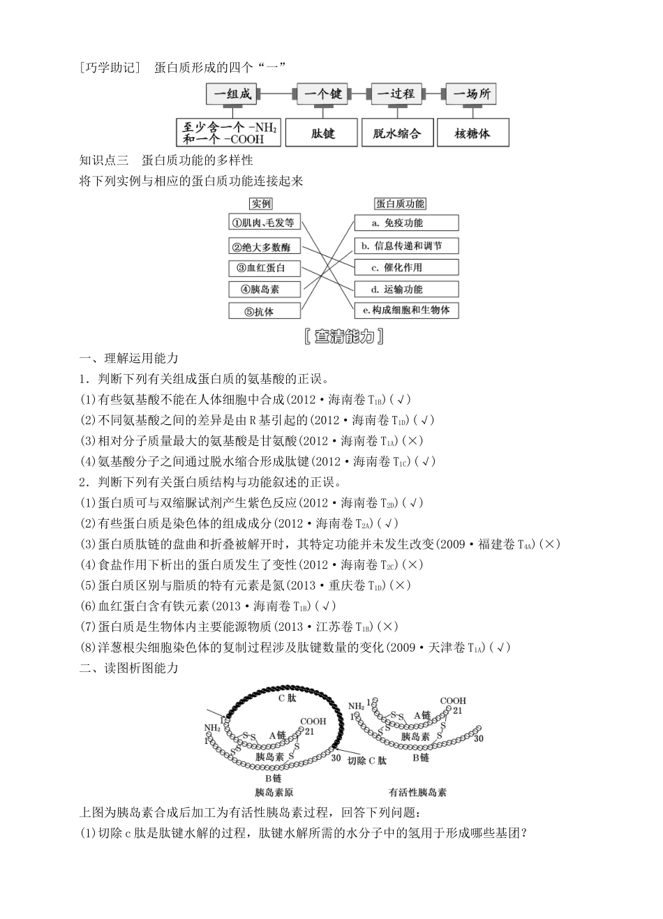 【三维设计】2015届高考生物一轮精品讲义 1.3 生命活动的主要承担者-蛋白质 新人教版必修1_第2页